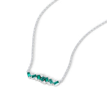 Baguette Cut Lab Emerald Pendant Horizontal Design
