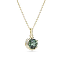 Round Cut Green Sapphire Solitaire NecklaceCelestial Glow Pendant in Yellow Gold