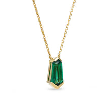 Shield Cut Emerald Necklace Solitaire Pendant With Corner Prong Setting