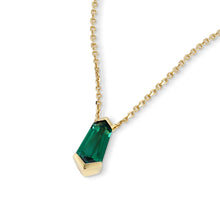 Shield Cut Emerald Necklace Solitaire Pendant With Corner Prong Setting