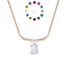 Oval Birthstone Necklace - Romantic Elegance Style
