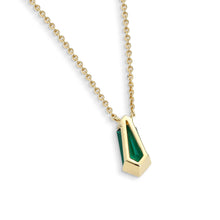 Shield Cut Emerald Necklace Solitaire Pendant With Corner Prong Setting