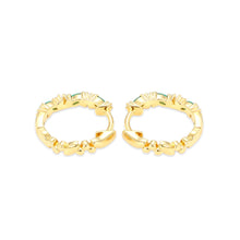 Marquise Cut Emerald & Round Moissanite Alternating Hoop Earrings
