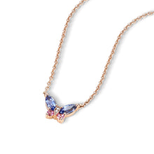 Lab Sapphire & Pink Sapphire Butterfly Pendant Necklace