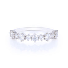 Alternating Size Round Cut Moissanite Half Eternity Stacking Ring