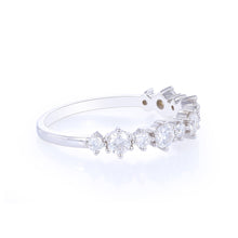 Alternating Size Round Cut Moissanite Half Eternity Stacking Ring