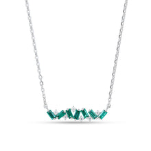 Baguette Cut Lab Emerald Pendant Horizontal Design