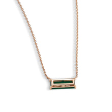 Baguette Cut Emerald Pendant Necklace Minimalist Solitaire Design