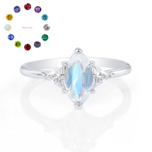 Marquise Birthstone Ring with Trillion Accents