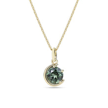 Round Cut Green Sapphire Solitaire NecklaceCelestial Glow Pendant in Yellow Gold