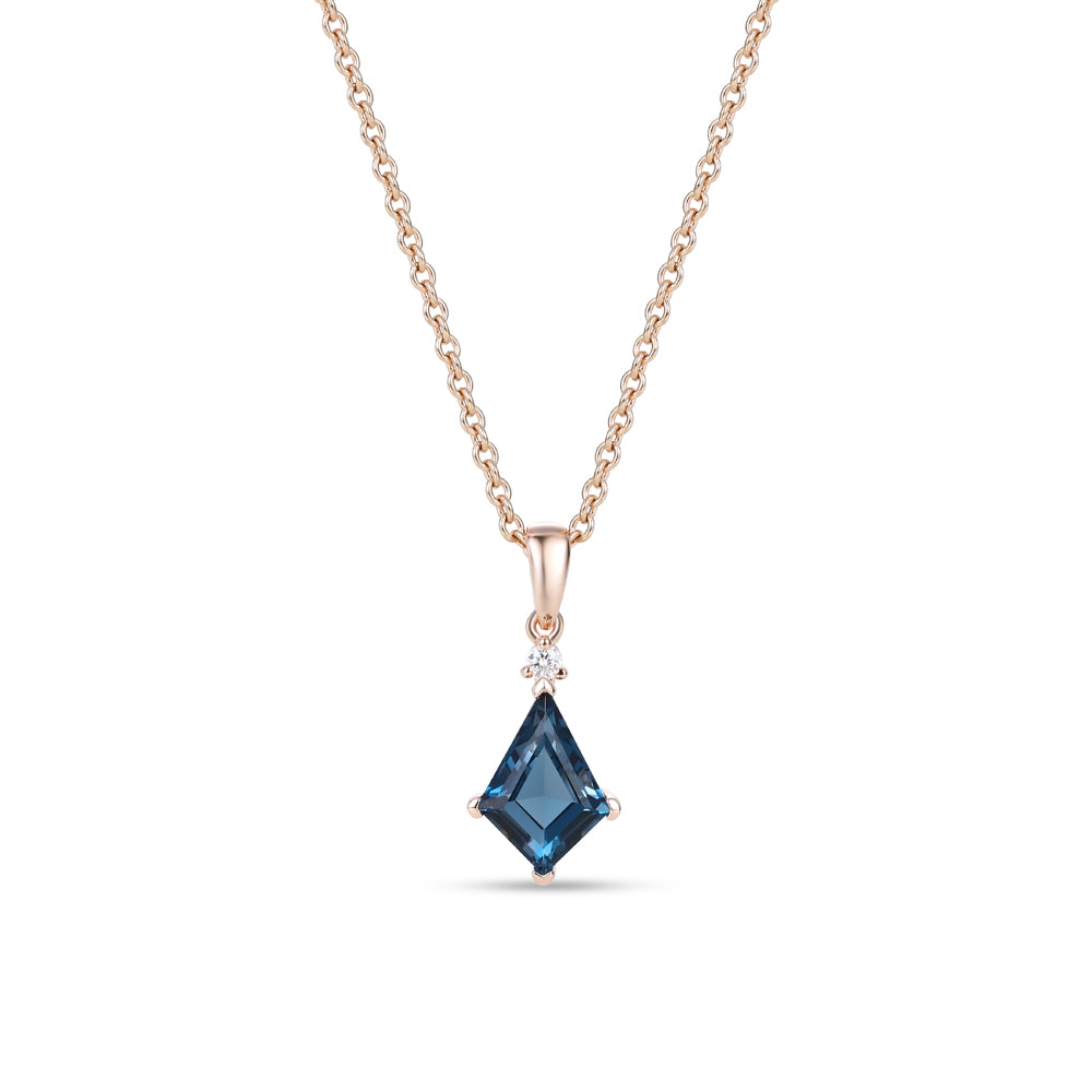 Kite Cut Birthstone Pendant Necklace in Rose Gold