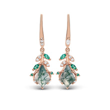 Kite Cut Moss Agate Earrings Nature Inspired Pendant Design