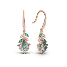 Kite Cut Moss Agate Earrings Nature Inspired Pendant Design