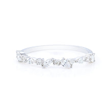 Marquise and Round Cut Moissanite Alternating Half Eternity Ring