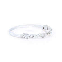 Marquise and Round Cut Moissanite Alternating Half Eternity Ring