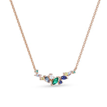 Mixed Cut Multi Color Gemstone Necklace with Curved Setting