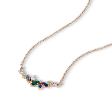 Mixed Cut Multi Color Gemstone Necklace with Curved Setting