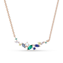 Mixed Cut Multi Color Gemstone Necklace with Curved Setting