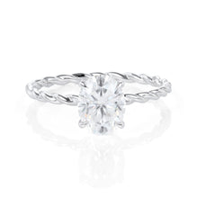 Oval Cut Moissanite Twisted Solitaire Anniversary Ring