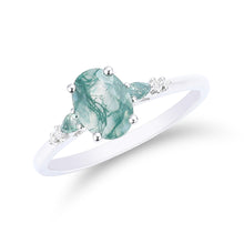 Oval Cut Moss Agate Ring Nature Inspired Gift for Her