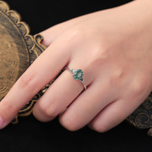 Oval Cut Moss Agate Ring Nature Inspired Gift for Her