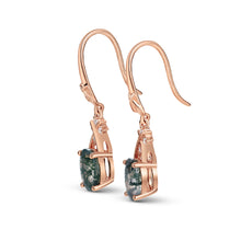 Oval Moss Agate Earrings – Geometric Cross Drop Design