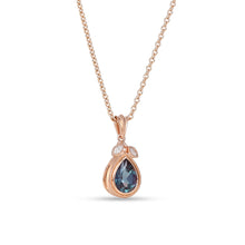 Pear Cut Birthstone Necklace with Delicate Leaf Design
