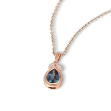 Pear Cut Birthstone Necklace with Delicate Leaf Design