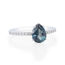 Pear Cut Birthstone Ring with Pavé Band Timeless Elegance