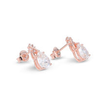Pear Cut Moissanite Ribbon Stud Earrings in Rose Gold