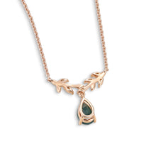 Pear Cut Moss Agate Branch Necklace with Moissanite Leaf Accents