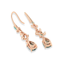 Pear Cut Moss Agate Drop Earrings with Emerald & Moissanite Accents
