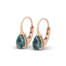 Pear Cut Moss Agate Leverback Earrings Natural Elegance Design