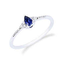 Pear Cut Sapphire Ring with Moissanite Accents