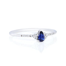 Pear Cut Sapphire Ring with Moissanite Accents