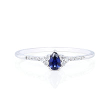 Pear Cut Sapphire Ring with Moissanite Accents