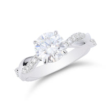 Round Cut Moissanite Ring with Pavé Twist Shank