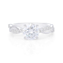 Round Cut Moissanite Ring with Pavé Twist Shank