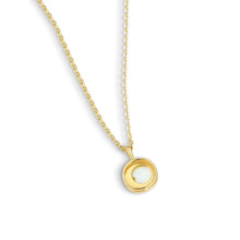 Round Cut Birthstone Necklace with Crescent Moissanite Accents