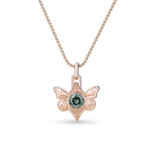 Round Cut Blue Green Sapphire Butterfly Gift Necklace