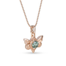 Round Cut Blue Green Sapphire Butterfly Gift Necklace