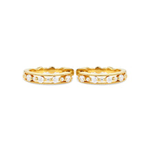 Round Cut Moissanite Milgrain Hoop Earrings in Yellow Gold
