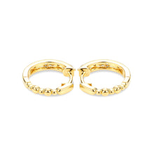 Round Cut Moissanite Milgrain Hoop Earrings in Yellow Gold