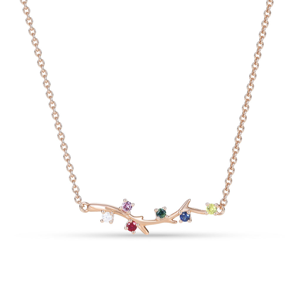 Round Cut Multi Gem Branch Gift Necklace