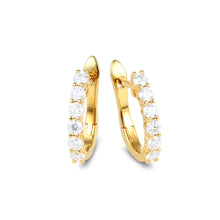 Round Moissanite Shared Prong Small Hoop Earrings