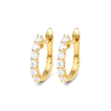 Round Moissanite Shared Prong Small Hoop Earrings
