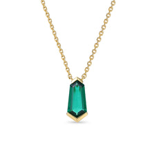 Shield Cut Emerald Necklace Solitaire Pendant With Corner Prong Setting