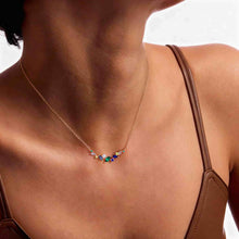 Mixed Cut Multi Color Gemstone Necklace with Curved Setting